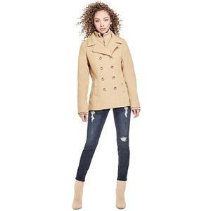 G by Guess Tan Beige Camila Peacoat Layered Look